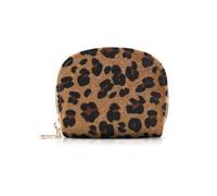 AfitLulu Tarjetero pequeño para mujer, con estampado de leopardo, con 11 ranuras, tarjetas de crédito de acordeón, regalo, Marrón, 4x3.3x0.9 inches, Moderno