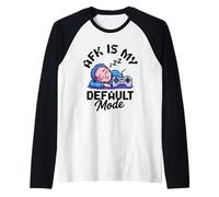 AFK Default Mode Calm Gamer Pixel Design Camiseta Manga Raglan