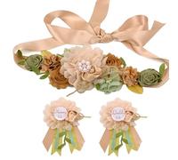 Afkengung Juego de bandas de maternidad para la mamá y el futuro papá, con flores de ramillete como recuerdo de baby shower. Perfecto para decoraciones de revelación de género y accesorios de
