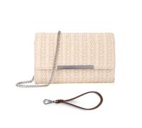 AFKOMST Pequeños bolsos de mano para mujer, bolsos cruzados de verano y bolsos de mano de paja con correa de cadena, beige, Small