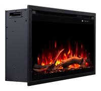 AFLAMO Chimenea Eléctrica LED AFLAMO 3D 90x45, Montaje Empotrado, Control por App, Compatible con Alexa, Calefacción y Efectos de Llama Multicolor, con Sonido y Calefacción (90x45x20)