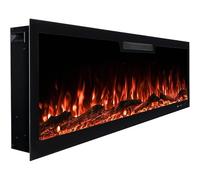 AFLAMO Chimenea Eléctrica LED Elite 107, Montaje en Pared, Efecto de Llama Multicolor, con Sonido y Calefacción (107x45x13)