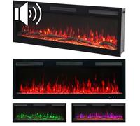 AFLAMO Chimenea Eléctrica LED Majestic Pro 153, Montaje en Pared, Efecto de Llama Multicolor, con Sonido y Calefacción (153x45x13)