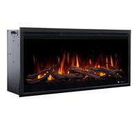 AFLAMO Chimenea Eléctrica LED Royal 3D 160, Montaje Empotrado, Control por App, Compatible con Alexa, Calefacción y Efectos de Llama Multicolor, con Sonido y Calefacción (160x48x22)