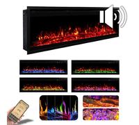 AFLAMO Chimenea Eléctrica LED Royal Pro 100, Montaje Empotrado/en Pared, Control por App, Compatible con Alexa, Calefacción y Efectos de Llama Multicolor, con Sonido y Calefacción (100x38x16)