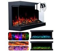 Chimenea Eléctrica LED Superb 3D 140, Montaje Empotrado, Control por App, Compatible con Alexa, Calefacción y Efectos de Llama Multicolor, con Sonido y Calefacción (140x65x35) AFLAMO