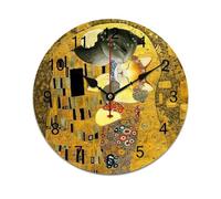 AFLJNYNN Gustav klimts the kiss Un diseño minimalista combinado con PVC duradero y función de barrido silencioso hace que este reloj de pared sea ideal para salas de estar, comedores u oficinas.