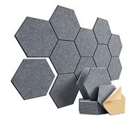 Aflytep 12 paneles acústicos de espuma insonorizada, adherentes, 12 X 10 X 0,4 PB Hexagonales, reducen el ruido y eliminan los ecos, gris oscuro