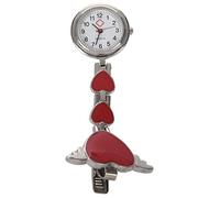Aflytep Reloj de bolsillo para mujer y niña, diseño de corazón y ala en ángulo, con broche para colgar, color rojo