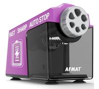 AFMAT Sacapuntas eléctrico para lápices grandes, 6 agujeros, resistente para aula, sacapuntas automático, 10000 veces de afilado rápido para lápices de 6 a 11 mm, seguro para niños, profesores
