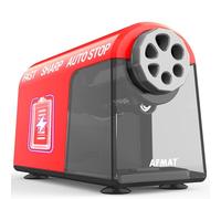 AFMAT Sacapuntas eléctrico resistente, 6 agujeros, inalámbrico y recargable, afilado rápido, parada automática, más de 10 mil usos, sacapuntas para el aula para lápices de 6 a 11 mm, n.º 2/grande