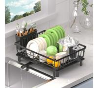 AFNGWWIN Escurridor de Platos, Gran Escurreplatos de Acero Inoxidable con Drenaje Automático,Escurreplatos sobre Fregadero con Portautensilios und Boca de Vaciado Giratoria,Dish Drying Rack