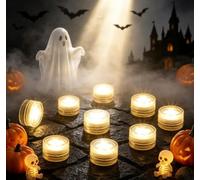 Afoosoo Luces de calabaza de Halloween, 20 velas LED sin llama, funcionan con pilas, impermeables, velas decorativas para buceo, para jarrón, acuario, boda, fiesta, luces (blanco cálido)