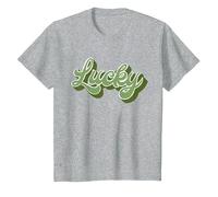 Afortunado Camiseta, Niños, Gris Jaspeado, 12 años