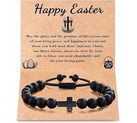 Afoxon Pulsera de cruz para niñas/niños/adolescentes, confirmación de bautismo de primera comunión, regalos cristianos de Pascua para niñas y niños, talla única, Piedra, No es una piedra preciosa
