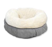 AFP Donut De Lana De Cordero Para Perros Gris 45x45cm Lavable De Felpa De Ante