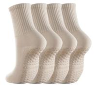 AFQBOEQXY Calcetines de Yoga de Primera Calidad, Calcetines de Yoga Antideslizantes for Mujer (2 Unidades, Multicolor)(2pairs-Beige)