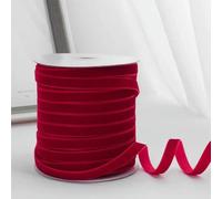 AFQBOEQXY Cintas de Terciopelo Vintage, Carrete de Cinta Terciopelo una Sola Cara, 49 Yardas, 3/8 Pulgada Ancho, Multicolor(Red)