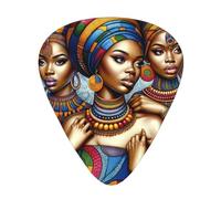Africa-Black-Women - Paquete de 12 púas de guitarra con 3 grosores y caja de almacenamiento, púas ABS para guitarristas de bajo eléctrico