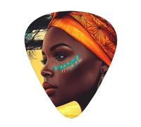 Africa Blakc - Púas de guitarra artísticas para mujer, paquete de 12 con caja de almacenamiento, 3 grosores de 0,46/0,71/0,96 mm, púas ABS para guitarra, ukelele y bajo