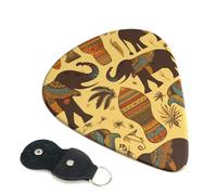 Africa Elephant - Púas de guitarra, 6 unidades, 0,71 mm de grosor, púa de celuloide con soporte de piel, púa de guitarra personalizada para bajo, guitarras eléctricas y acústicas, regalo para los