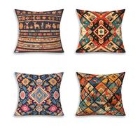 áFrica Fundas Cojines Sofa 45x45cm Juego de 4, Abstracto Funda de Cojín Decorativa para Sofá y Cama, Cuadradas Suaves Cushion Covers con Cremallera Invisible, para Salón, Jardin, Regalos, 2-4157