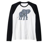 África - India - Animales - Elefante Camiseta Manga Raglan