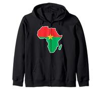 África para Burkina Faso y el capitán Ibrahim Traore mapean la bandera Sudadera con Capucha