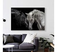 África Pareja Animales Negro Blanco Caballo Lienzo Pinturas Animales Amor Carteles Impresiones Pared Cuadros Sala De Estar Decoración del Hogar-50X70Cm