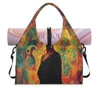 Africa Woman - Bolsa deportiva colorida con compartimento para zapatos, fin de semana, bolsa de equipaje para gimnasio, yoga, viajes, color, L, Bolsa de viaje
