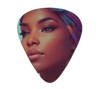 Africa Women - Púas de guitarra para mujer, paquete de 12 con caja de almacenamiento, 3 grosores de 0,46/0,71/0,96 mm, púas ABS para guitarra, ukelele y bajo