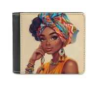 African AME-Rican Woman - Cartera plegable para hombre, diseño delgado de cuero