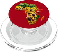 African Animal Map Juneteenth Flag Colors Pride Black Africa PopSockets PopGrip para MagSafe