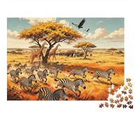 African Animals Jigsaw Puzzle 1000 Pieces Recycled Paper Savanna Wildlife Jigsaw Puzzles Educational Game Challenge Divertido Family Game for Adultos y Age 10 52x38cm/1000pcs