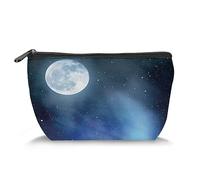 African Artby - Bolsa de maquillaje para mujer, diseño africano, bolsas de maquillaje de gran capacidad, bolsa de aseo de viaje, organizador de accesorios, rojo y naranja, Negro Azul Blanco_21, Talla