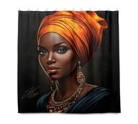 African Beauty - Juego de cortinas de baño decorativas a prueba de agua con gancho, de poliéster, resistentes, lavables, estándar, para decoración de baño, decoración de otoño, decoración de Halloween