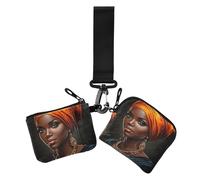 African Beauty - Monederos para mujer, tarjetero, delgado, portátil, con llavero, 2 unidades