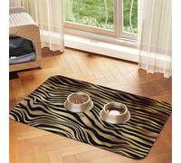 African Black Gold Zebra Animal Skin Sepia,Waterproof Pet Feeding Mat,PU Leather Placemats for Cat Dog Water Bowl,Food Mats,30x45cm