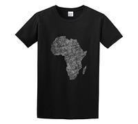 African Continent Print Design Halftone Men's T-Shirt Unisex Black Cotton Print tee Shirts 3XL