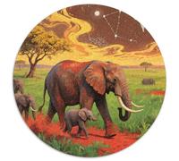 African Elephant 1000 Piezas Puzzles para Adultos Y Niños Diseño Rico En Colores Animals Rompecabezas Circular Regalos De Cumpleaños Decoración del Hogar 1000pcs (67.5x67.5cm)