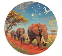 African Elephant 1000 Piezas Puzzles para Adultos Y Niños Diseño Rico En Colores Animals Rompecabezas Redondo Regalos De Cumpleaños Educativo Preescolar De Aprendizaje Temprano para Niños 1000pcs (67