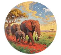 African Elephant 1000 Piezas Puzzles para Adultos Y Niños Diseño Rico En Colores Animals Rompecabezas Circular Regalos De Cumpleaños Puzzle De Desafío Cerebral Juego De Regalo 1000pcs (67.5x67.5cm)