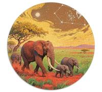 African Elephant 1000 Piezas Puzzles para Adultos Y Niños Obra De Arte De Juego De Rompecabezas Animals Rompecabezas Redondo Regalos De Cumpleaños Educativo Preescolar De Aprendizaje Temprano para Ni