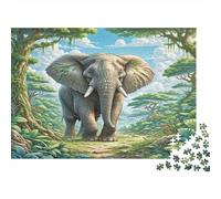 African Elephant Puzzle for The Whole Family Elephant in Jungle for Women, Gifts for Men Adults & Kids 52x38cm/1000pcs