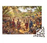 African Market 1000 Piezas Puzzle Reciclado African Animals Senior Puzzles Family Gaming Time Props Juego de Fiesta Props para Adultos and Age 10 Up 70x50cm/1000pcs