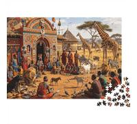 African Market 1000 Piezas Puzzle Reciclado Village Townscape Senior Puzzles Accesorios para Juegos de Fiesta Desarrolla Boy & Girl‘s Inteligencia Educativo Divertido 52x38cm/1000piezas