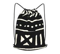 African Mud Cloth Black And White Outdoor Leisure Drawstring Backpack, Lightweight Waterproof Sports Bag For Men & Women - Gym, Yoga, Travel