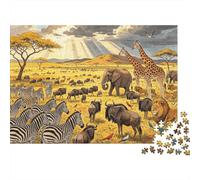 African Plains Puzzle 1000 Piezas Reciclado Material Wildlife Herd Puzzles for Niños y Niñas A Partir de 6 Años Divertido and Challenging Juego Familiar Activity 52x38cm/1000piezas