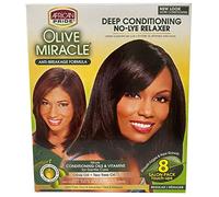 African Pride Olive Miracle Deep Conditioning No-Lye Relaxer - Regular Kit 8-Count by African Pride