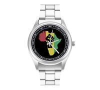 African Roots Black Power - Reloj de pulsera de cuarzo de acero inoxidable con números arábigos para hombres y mujeres, Estilo:, regular, MHXYZHW